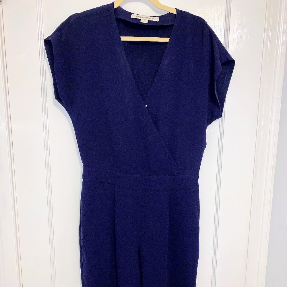 DVF navy jumpsuit